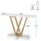 Console Industrielle – Marron Rustique / Blanc Marbre / Gris, Monobloc, Style Entrée & Canapé