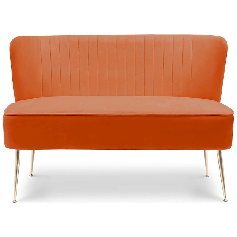 Causeuse sans accoudoirs en velours avec dossier festonné – 2 places, plusieurs coloris