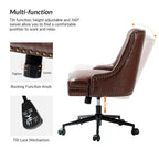 Chaise de bureau pivotante à accoudoirs, en similicuir, dossier mi-hauteur, 1 personne