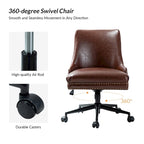 Chaise de bureau pivotante à accoudoirs, en similicuir, dossier mi-hauteur, 1 personne