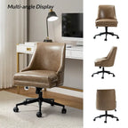 Chaise de bureau pivotante à accoudoirs, en similicuir, dossier mi-hauteur, 1 personne
