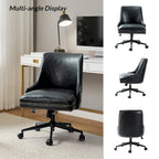 Chaise de bureau pivotante à accoudoirs, en similicuir, dossier mi-hauteur, 1 personne