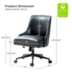 Chaise de bureau pivotante à accoudoirs, en similicuir, dossier mi-hauteur, 1 personne
