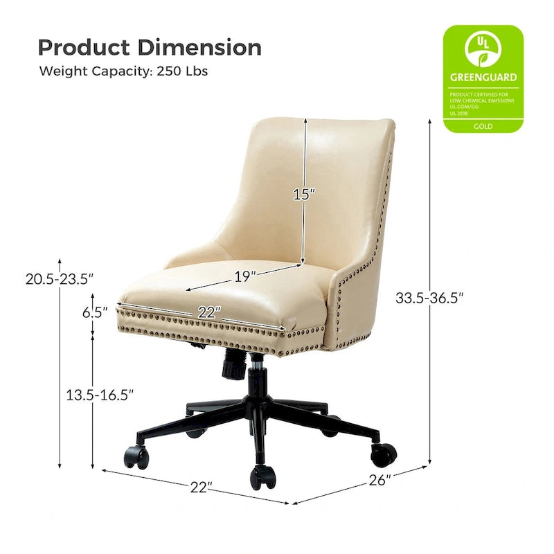 Chaise de bureau pivotante à accoudoirs, en similicuir, dossier mi-hauteur, 1 personne