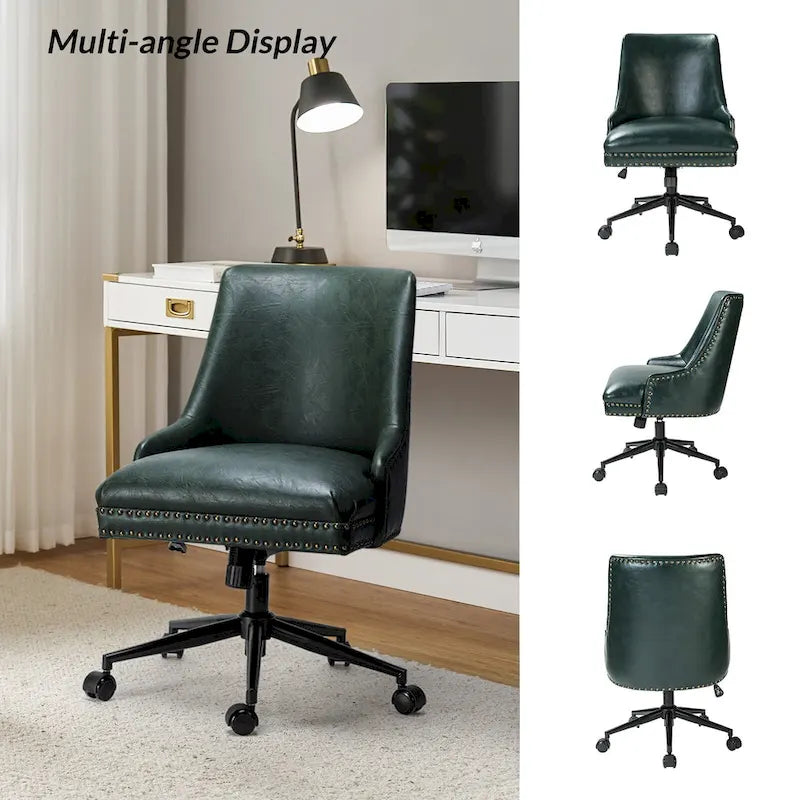 Chaise de bureau pivotante à accoudoirs, en similicuir, dossier mi-hauteur, 1 personne