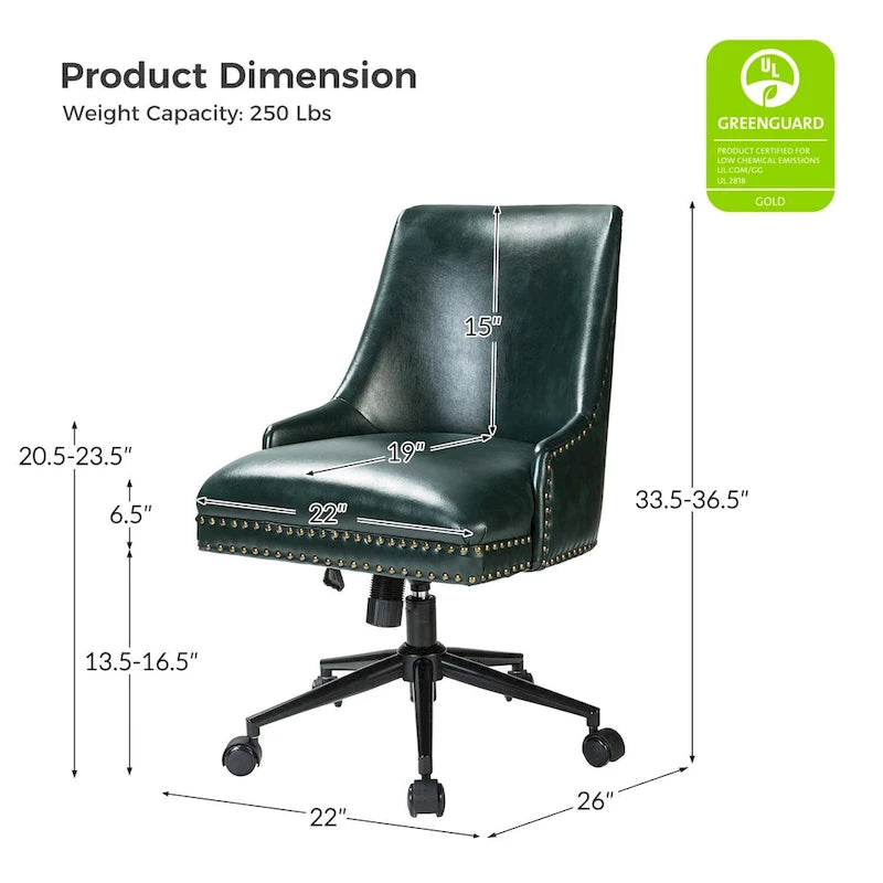 Chaise de bureau pivotante à accoudoirs, en similicuir, dossier mi-hauteur, 1 personne