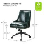 Chaise de bureau pivotante à accoudoirs, en similicuir, dossier mi-hauteur, 1 personne