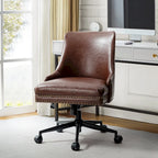 Chaise de bureau pivotante à accoudoirs, en similicuir, dossier mi-hauteur, 1 personne