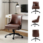 Chaise de bureau pivotante à accoudoirs, en similicuir, dossier mi-hauteur, 1 personne