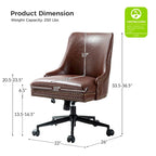 Chaise de bureau pivotante à accoudoirs, en similicuir, dossier mi-hauteur, 1 personne