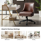 Chaise de bureau pivotante à accoudoirs, en similicuir, dossier mi-hauteur, 1 personne
