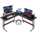Bureau d'angle en L pour 1 personne avec support d'écran, blanc/marron/graphite/noir
