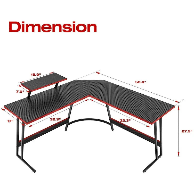 Bureau d'angle en L pour 1 personne avec support d'écran, blanc/marron/graphite/noir