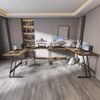 Bureau d'angle en L pour 1 personne avec support d'écran, blanc/marron/graphite/noir