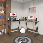 Bureau d'angle en L pour 1 personne avec support d'écran, blanc/marron/graphite/noir