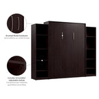 Lit escamotable Queen avec organisateurs de placard, 267 cm (105 po) de large – Assemblage à 2 personnes