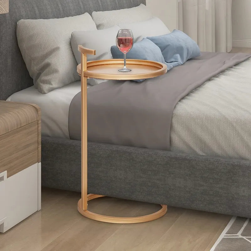 Table d'appoint ronde en métal en forme de C, or et noir – 30 ou 35 cm de diamètre, pour 1 personne