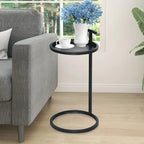 Table d'appoint ronde en métal en forme de C, or et noir – 30 ou 35 cm de diamètre, pour 1 personne