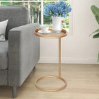 Table d'appoint ronde en métal en forme de C, or et noir – 30 ou 35 cm de diamètre, pour 1 personne