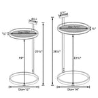 Table d'appoint ronde en métal en forme de C, or et noir – 30 ou 35 cm de diamètre, pour 1 personne