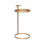 Table d'appoint ronde en métal en forme de C, or et noir – 30 ou 35 cm de diamètre, pour 1 personne