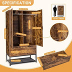 Armoire autoportante rustique marron avec portes, 1 personne