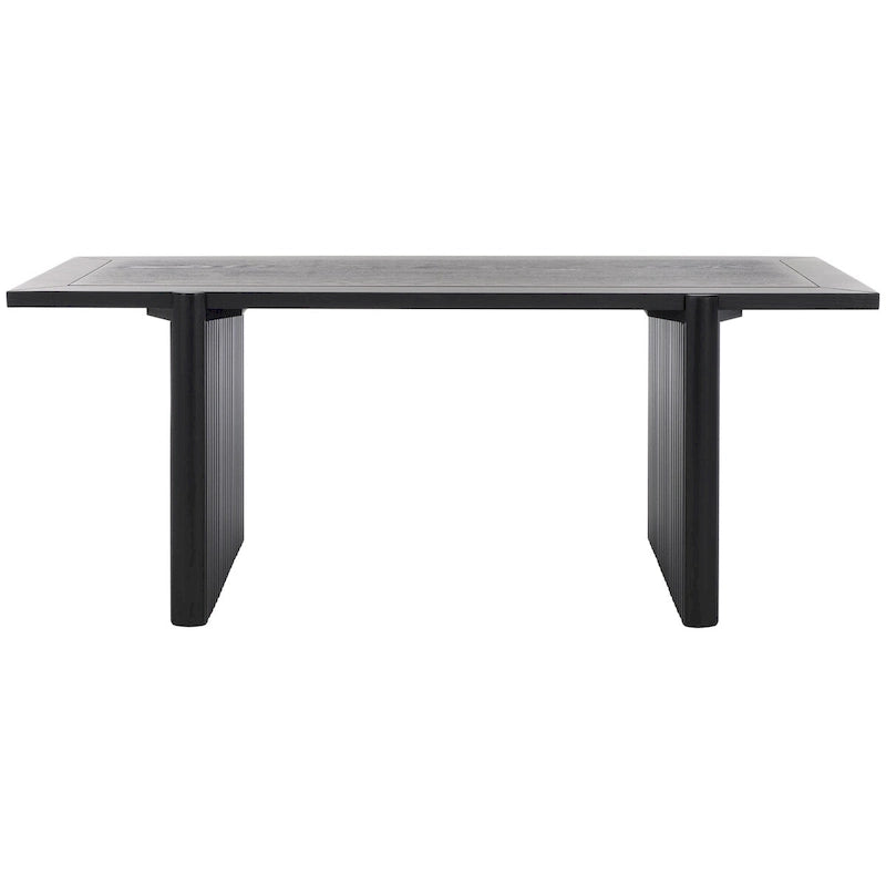 Table basse rectangulaire noire/marron, style tréteau cannelé, 1 place