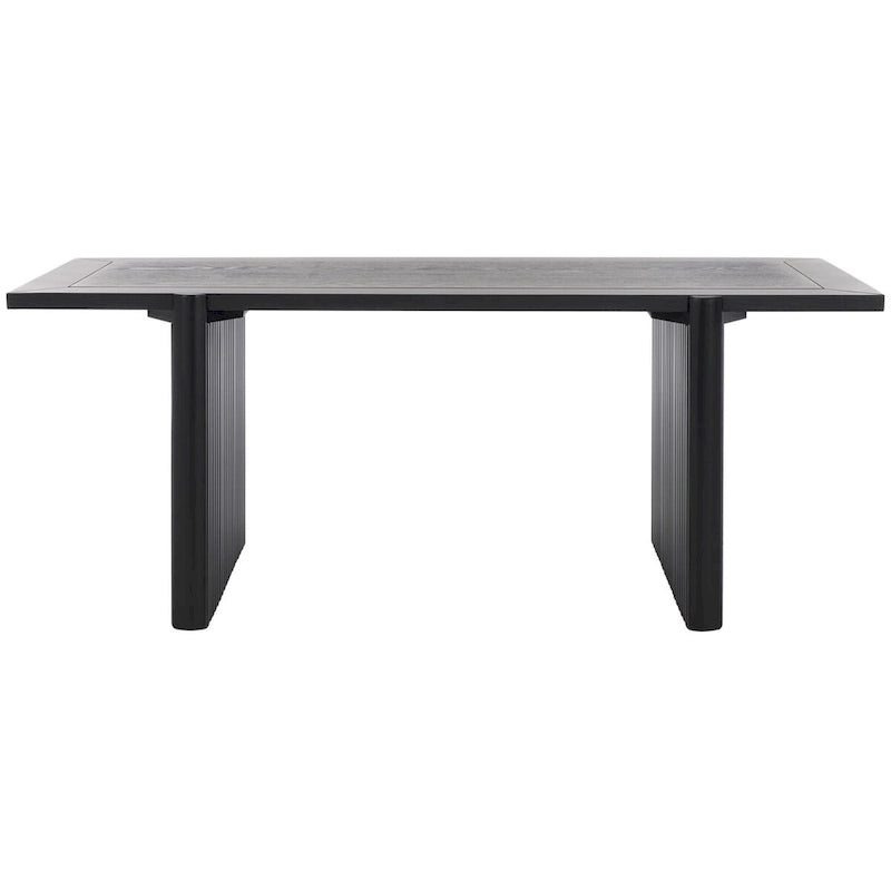 Table basse rectangulaire noire/marron, style tréteau cannelé, 1 place