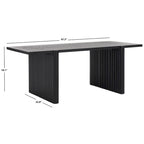 Table basse rectangulaire noire/marron, style tréteau cannelé, 1 place