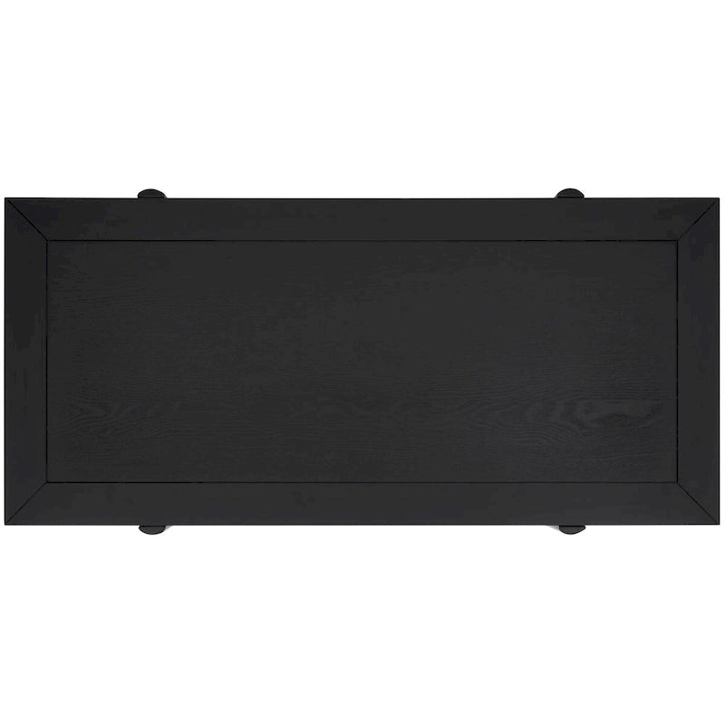 Table basse rectangulaire noire/marron, style tréteau cannelé, 1 place