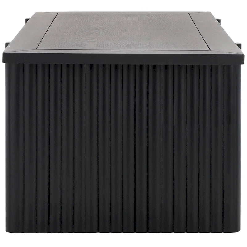 Table basse rectangulaire noire/marron, style tréteau cannelé, 1 place