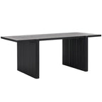 Table basse rectangulaire noire/marron, style tréteau cannelé, 1 place