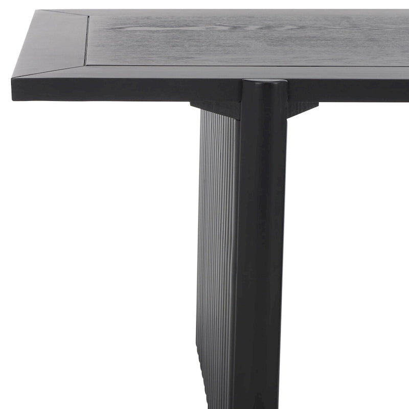 Table basse rectangulaire noire/marron, style tréteau cannelé, 1 place