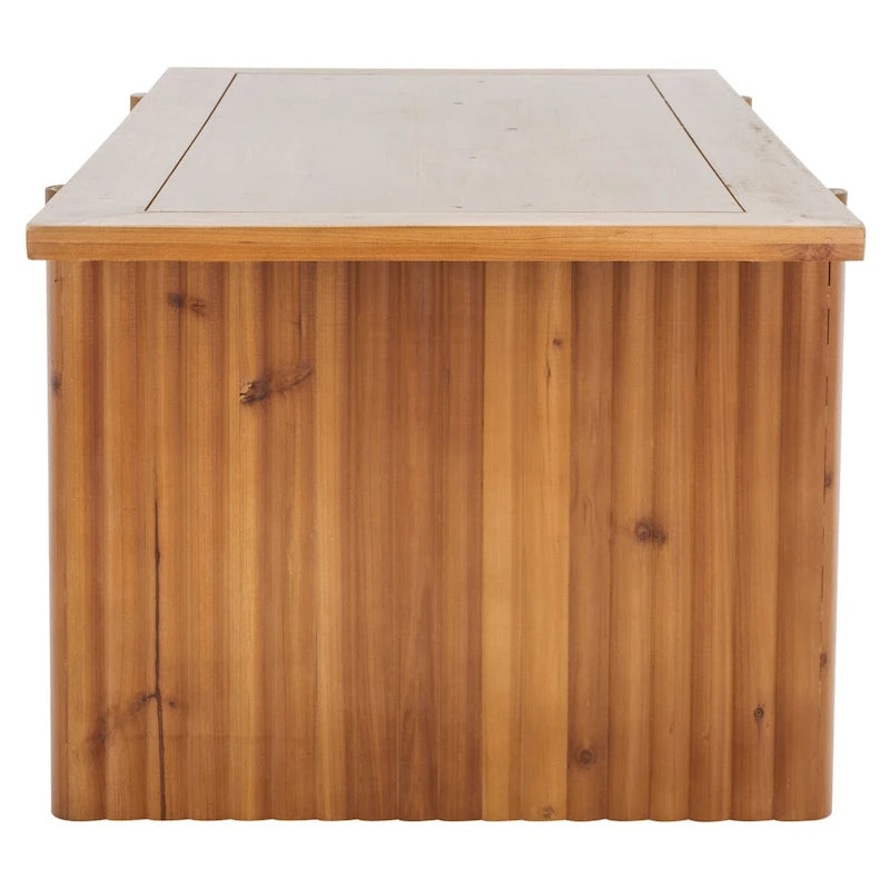 Table basse rectangulaire noire/marron, style tréteau cannelé, 1 place