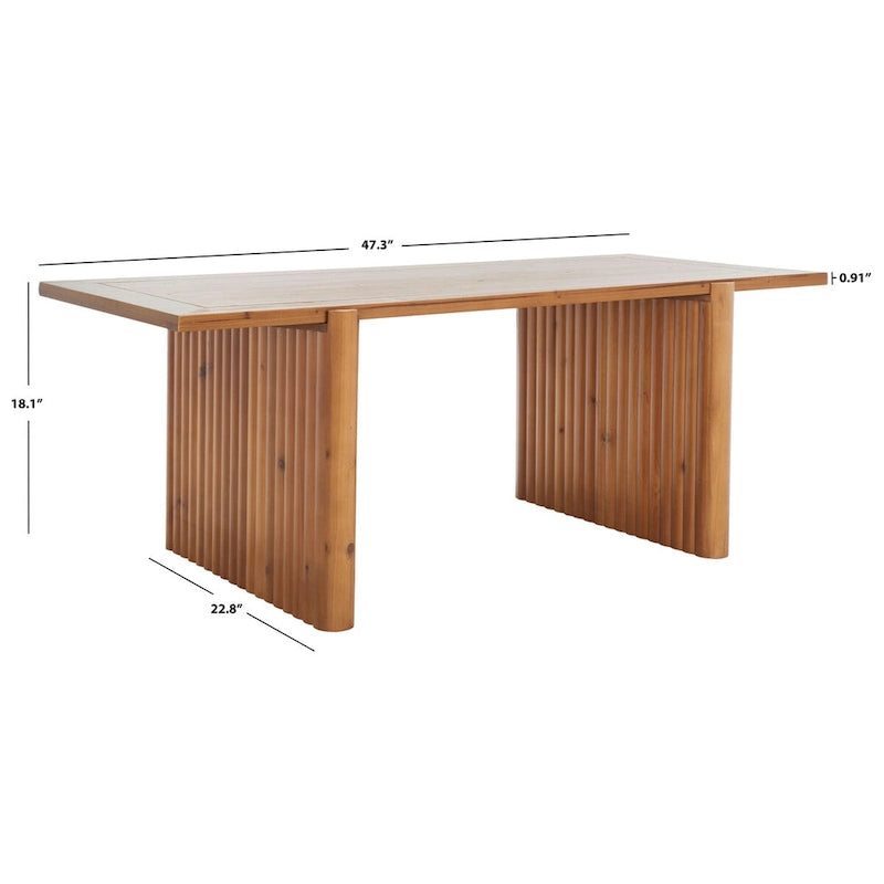 Table basse rectangulaire noire/marron, style tréteau cannelé, 1 place