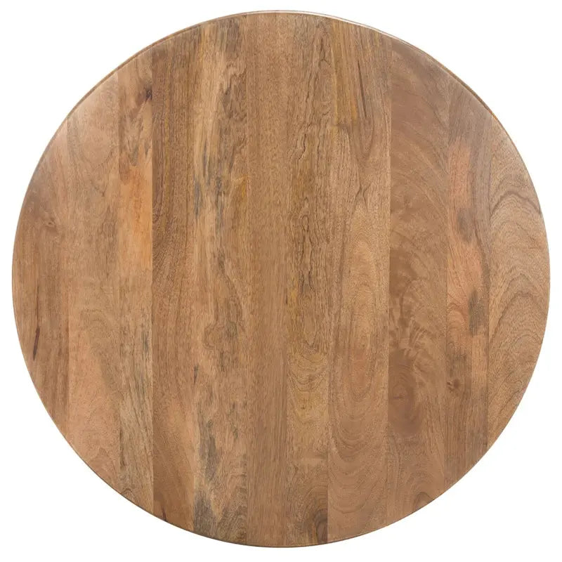 Table basse ronde Bois de manguier treillis coloris Brûlé naturel / Blanc vieilli / Brûlé blanc, 1 place