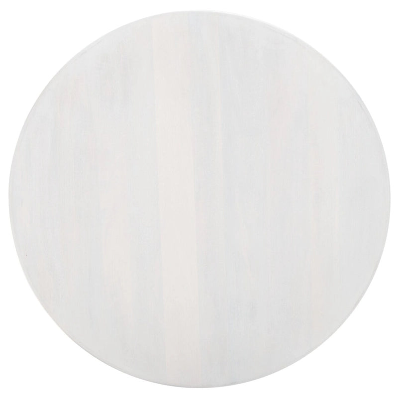 Table basse ronde Bois de manguier treillis coloris Brûlé naturel / Blanc vieilli / Brûlé blanc, 1 place