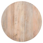 Table basse ronde Bois de manguier treillis coloris Brûlé naturel / Blanc vieilli / Brûlé blanc, 1 place