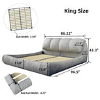 Lit plateforme rembourré gris King size, 1 personne