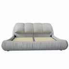 Lit plateforme rembourré gris King size, 1 personne