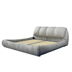 Lit plateforme rembourré gris King size, 1 personne