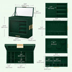 Boîte à bijoux rotative à 3 tiroirs avec fenêtre en verre – Bleu/Blanc/Vert/Doré/Gris/Noir, 1 personne