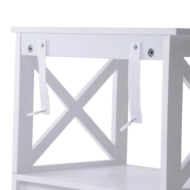 Table de chevet / d'appoint en métal blanc à 2 tiroirs, simple