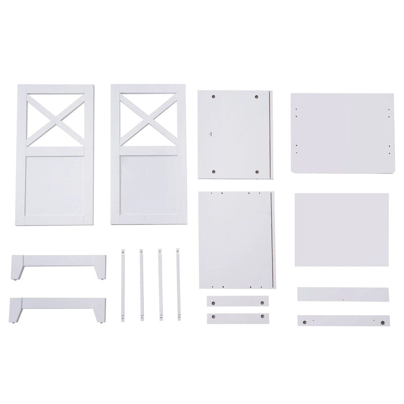Table de chevet / d'appoint en métal blanc à 2 tiroirs, simple