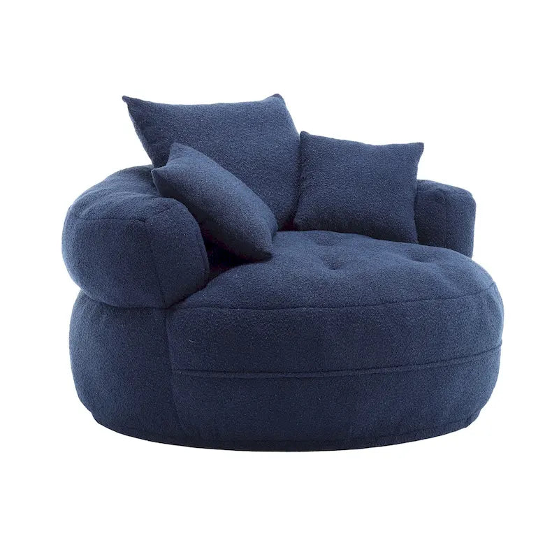 Fauteuil d'appoint rond en tissu, Siège de canapé pivotant, 1-2 personnes, Bleu marine/Rouge rosé/Bleu/Orange/Beige/Gris/Jaune/Vert