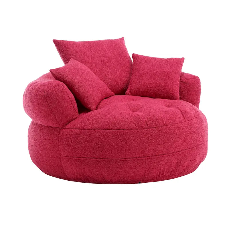 Fauteuil d'appoint rond en tissu, Siège de canapé pivotant, 1-2 personnes, Bleu marine/Rouge rosé/Bleu/Orange/Beige/Gris/Jaune/Vert