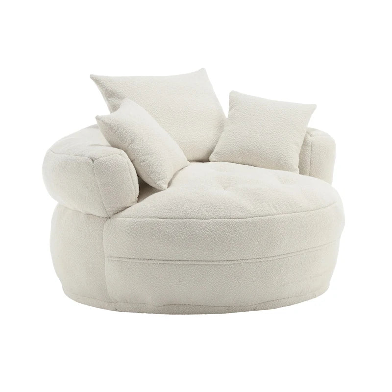 Fauteuil d'appoint rond en tissu, Siège de canapé pivotant, 1-2 personnes, Bleu marine/Rouge rosé/Bleu/Orange/Beige/Gris/Jaune/Vert
