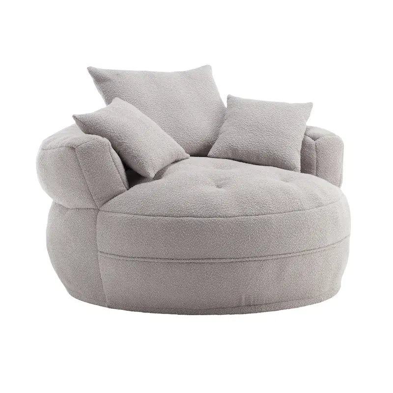 Fauteuil d'appoint rond en tissu, Siège de canapé pivotant, 1-2 personnes, Bleu marine/Rouge rosé/Bleu/Orange/Beige/Gris/Jaune/Vert