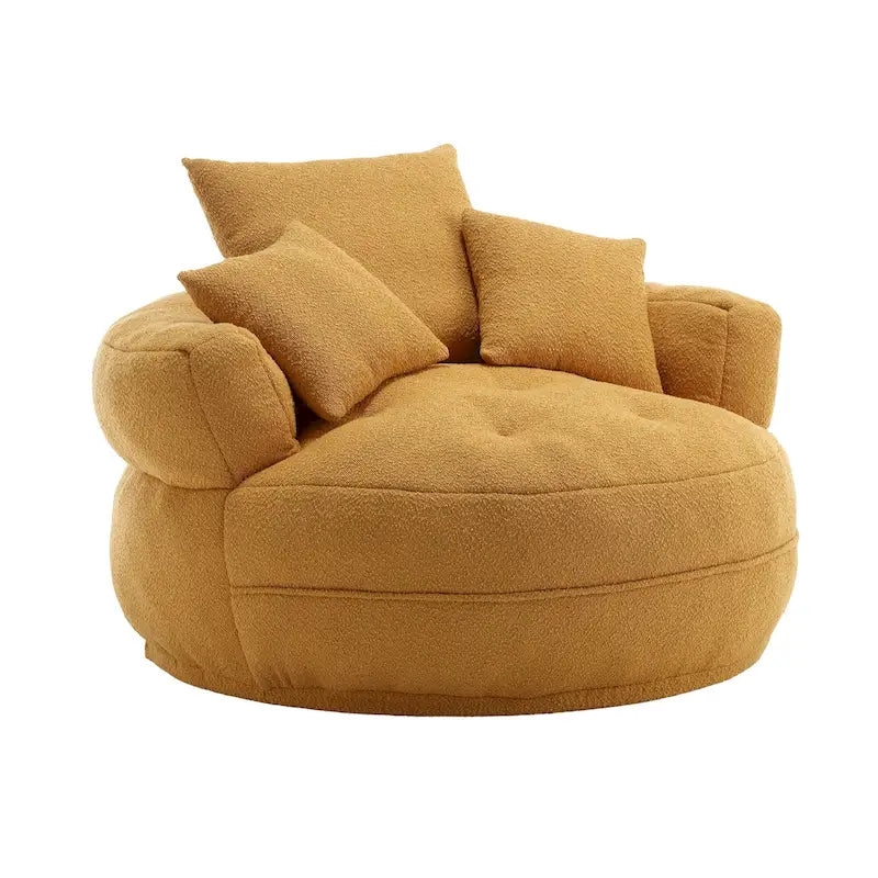 Fauteuil d'appoint rond en tissu, Siège de canapé pivotant, 1-2 personnes, Bleu marine/Rouge rosé/Bleu/Orange/Beige/Gris/Jaune/Vert