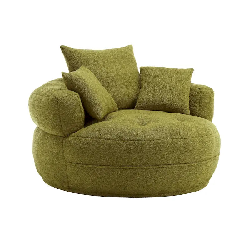 Fauteuil d'appoint rond en tissu, Siège de canapé pivotant, 1-2 personnes, Bleu marine/Rouge rosé/Bleu/Orange/Beige/Gris/Jaune/Vert
